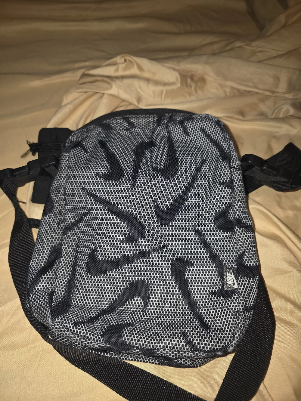 Nike Black & White Logo Pattern Crossbody Bag